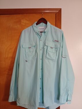 Columbia Men's Lightweight Button-Front Fishing Shirt - Light Aqua